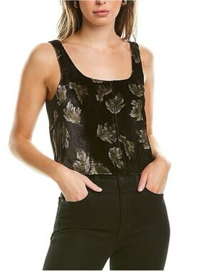 Vince Fallen Leaf Silk-Blend Sleeveless Crop Top